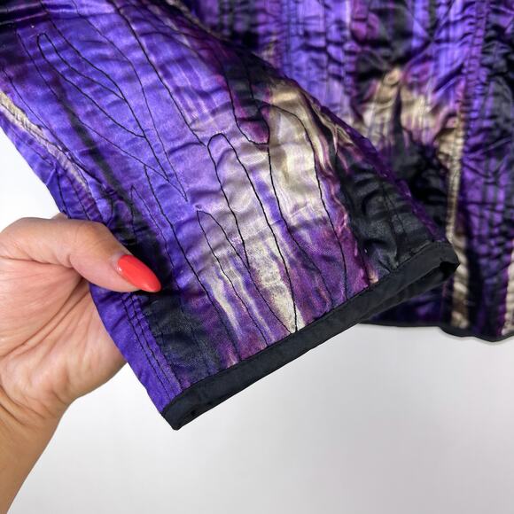 Chico’s Size 2 (L/12) Quilted Jacket Polyester Purple Lightweight Open Front - Picture 7 of 9